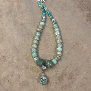 Artisan Turquoise and Silver Pendant Necklace